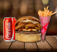 Barba Onion Bbq + Adicional de Fritas Palito + Coca-Cola 350ml