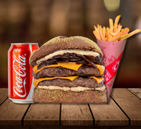 Barba Double Cheddar + Adicional Batata Palito + Coca-Cola 350ml